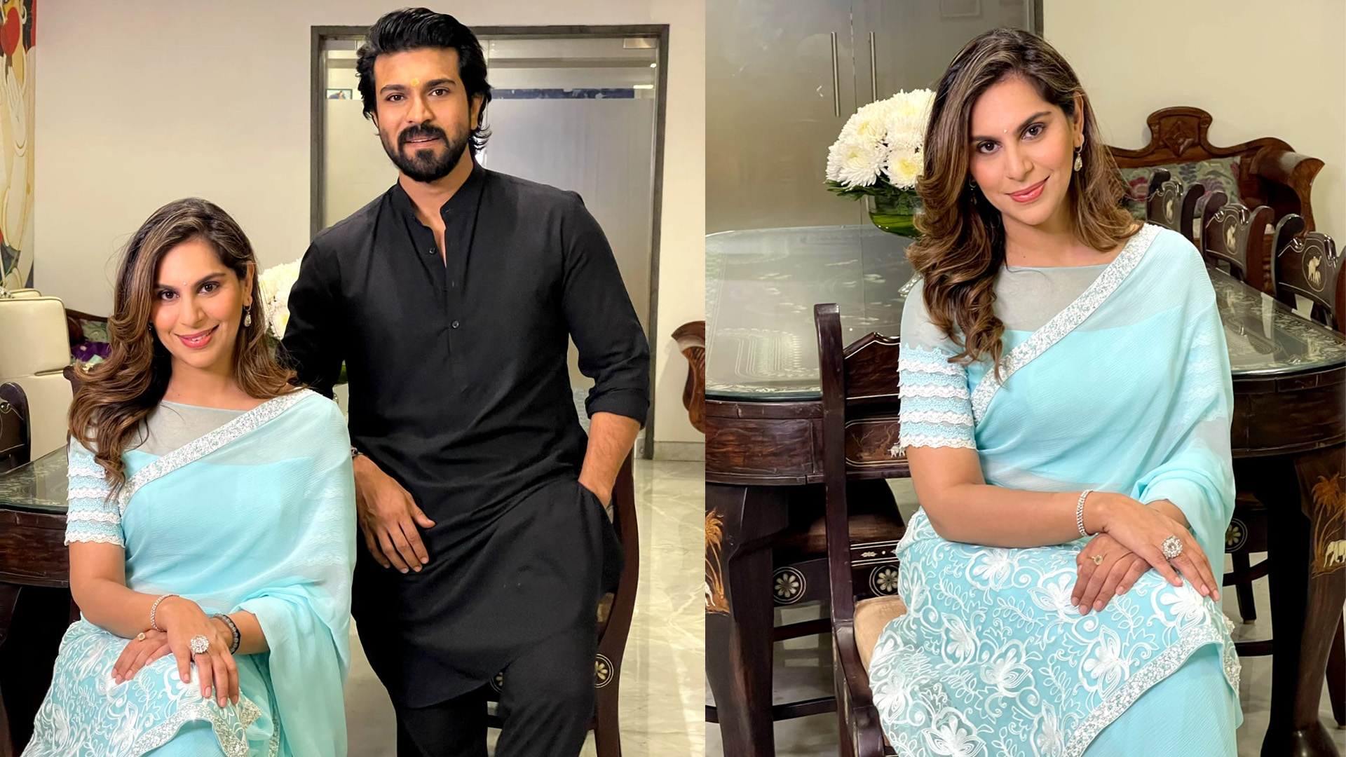 Power couple Ram Charan and Upasana Kamineni Konidela grace Acharya pre-release event