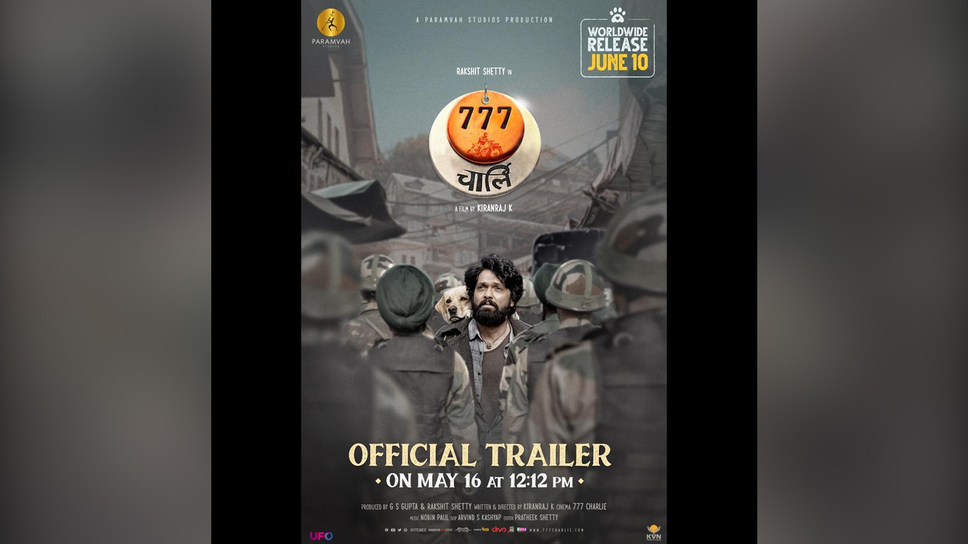 UFO to release Rakshit Shetty’s ‘777 Charlie’ in Hindi across India on 10th June; the Hindi trailer to release on 16th May