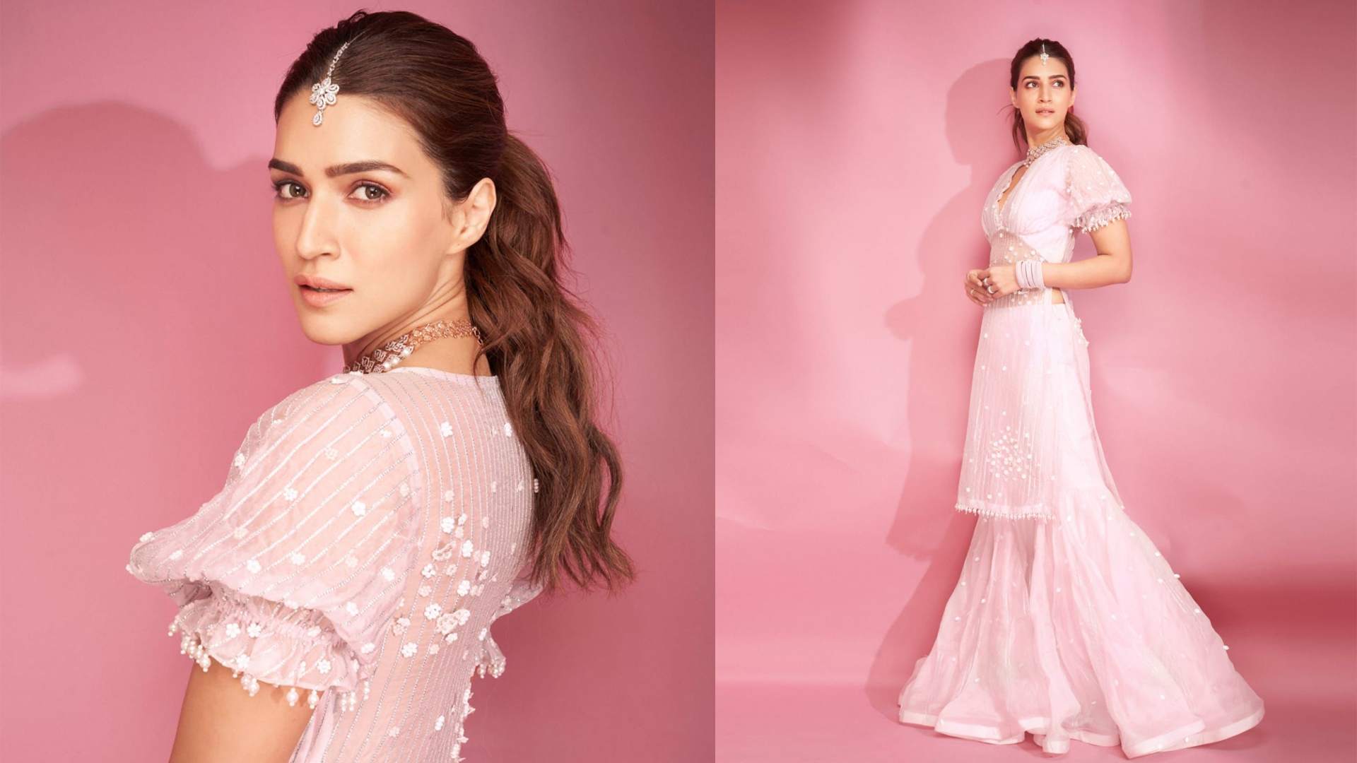 Check out Kriti Sanon embracing simplicity in this gorgeous pink attire!