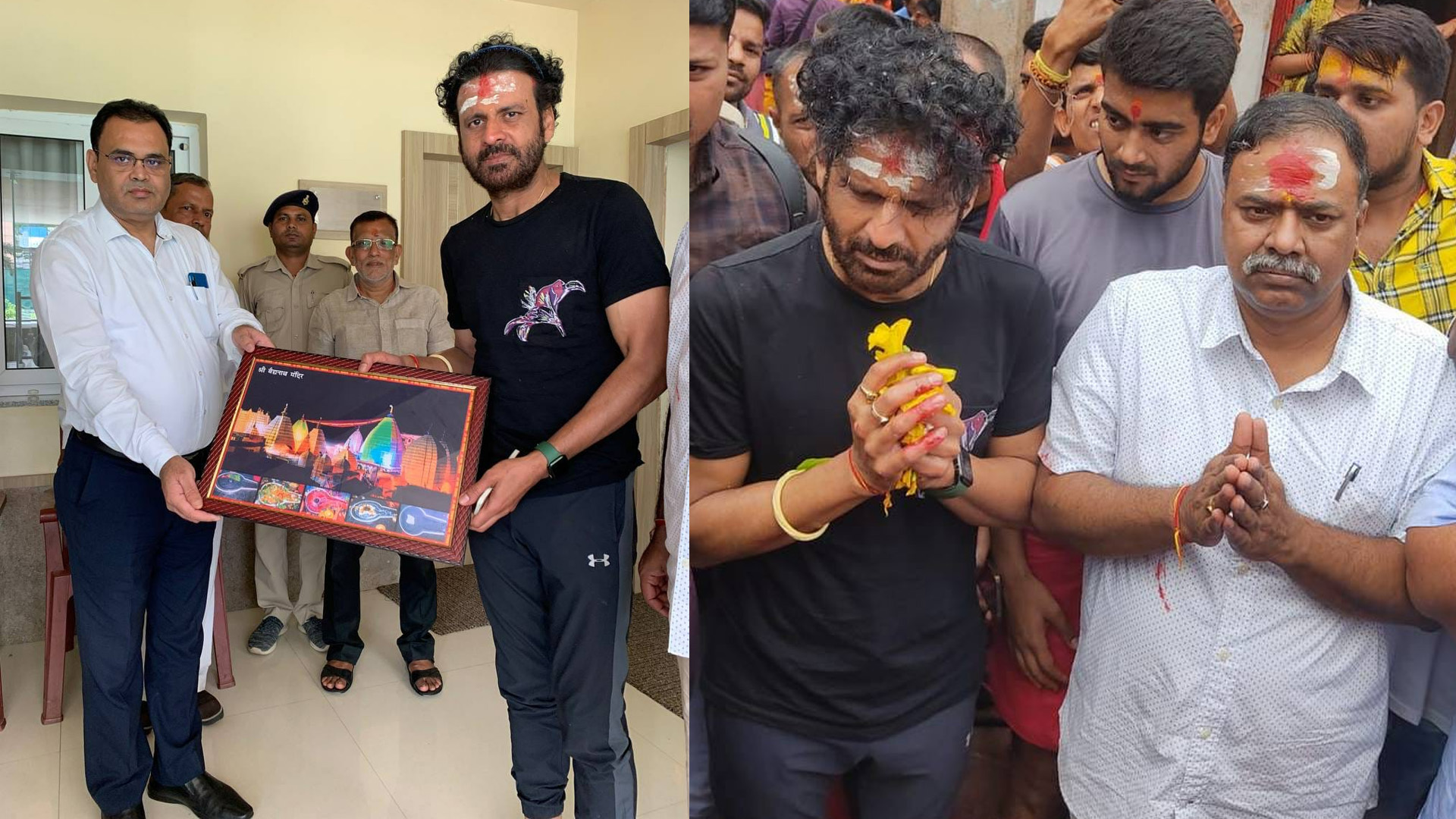 Actor Manoj Bajpayee offers prayers at Deoghar Baba Baidyanath Dham Jyotirling in Jharkhand.