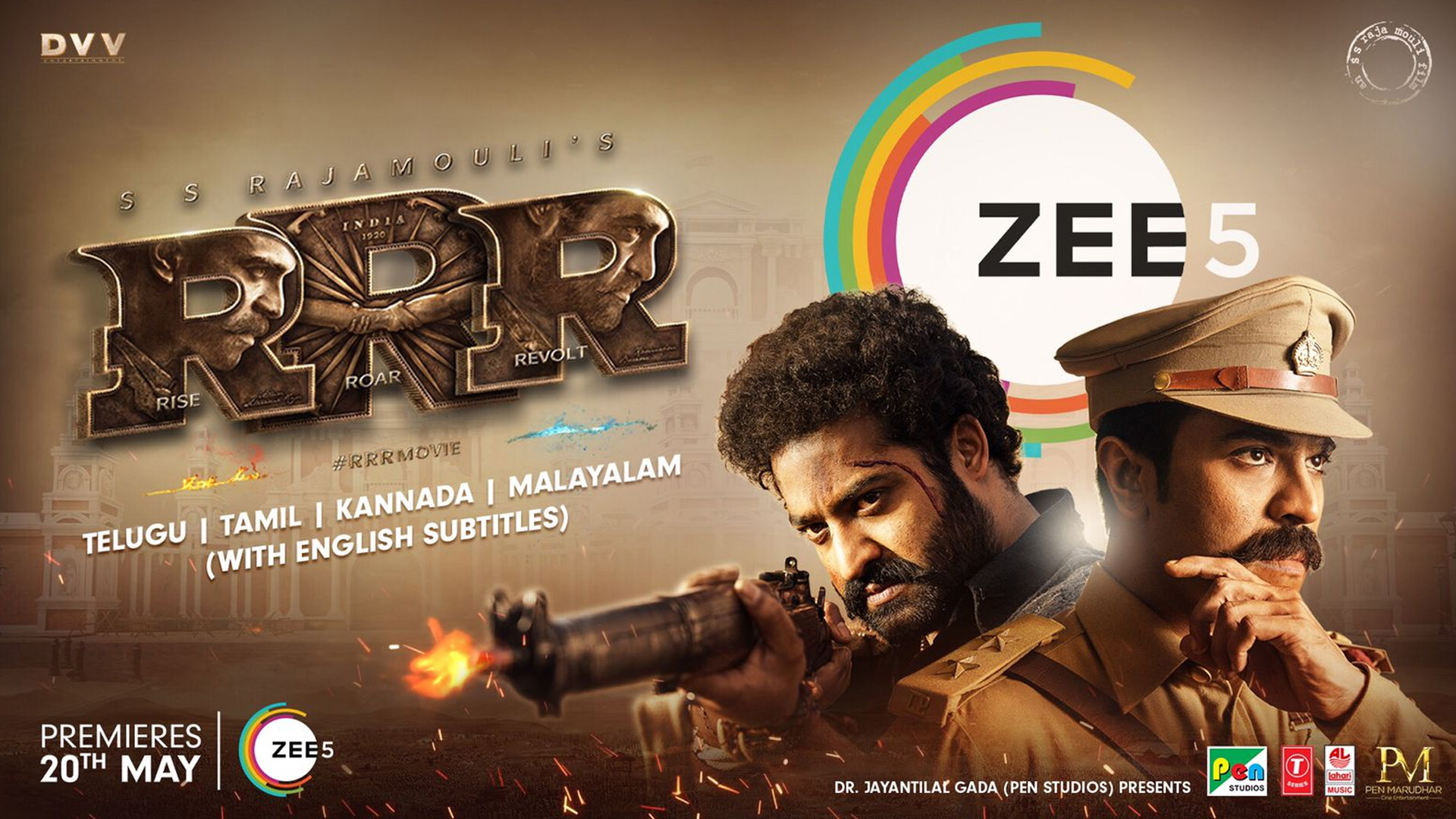 ZEE5 TO PREMIERE SS RAJAMOULI’S MAGNUM OPUS RRR IN TELUGU, TAMIL, KANNADA & MALAYALAM in TVOD ON MAY 20, 2022