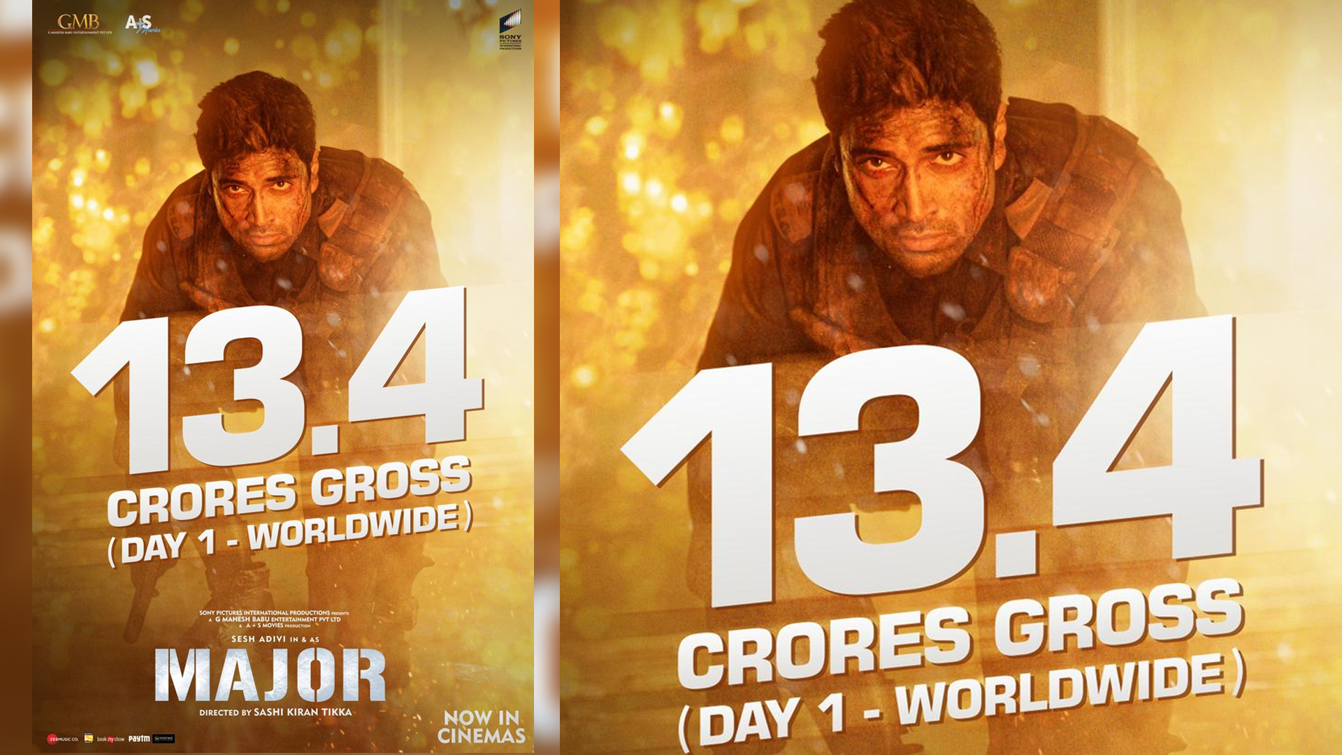 Major gets a Global salute earning 13.4cr Global Box Office collection!