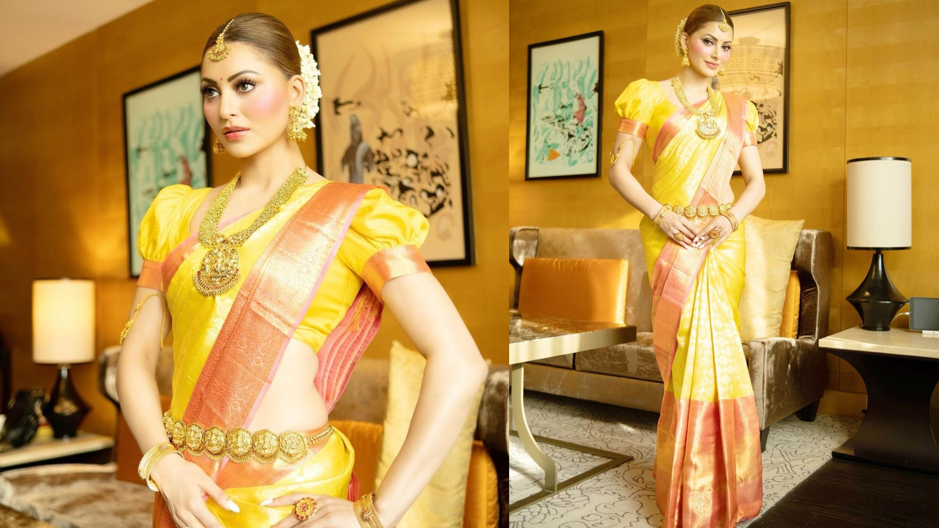 Urvashi Rautela in Kanjeevaram saree for the trailer launch of her 200 crores budget pan-Indian film The Legend! Fans call her the most beautiful girl in the Universe.