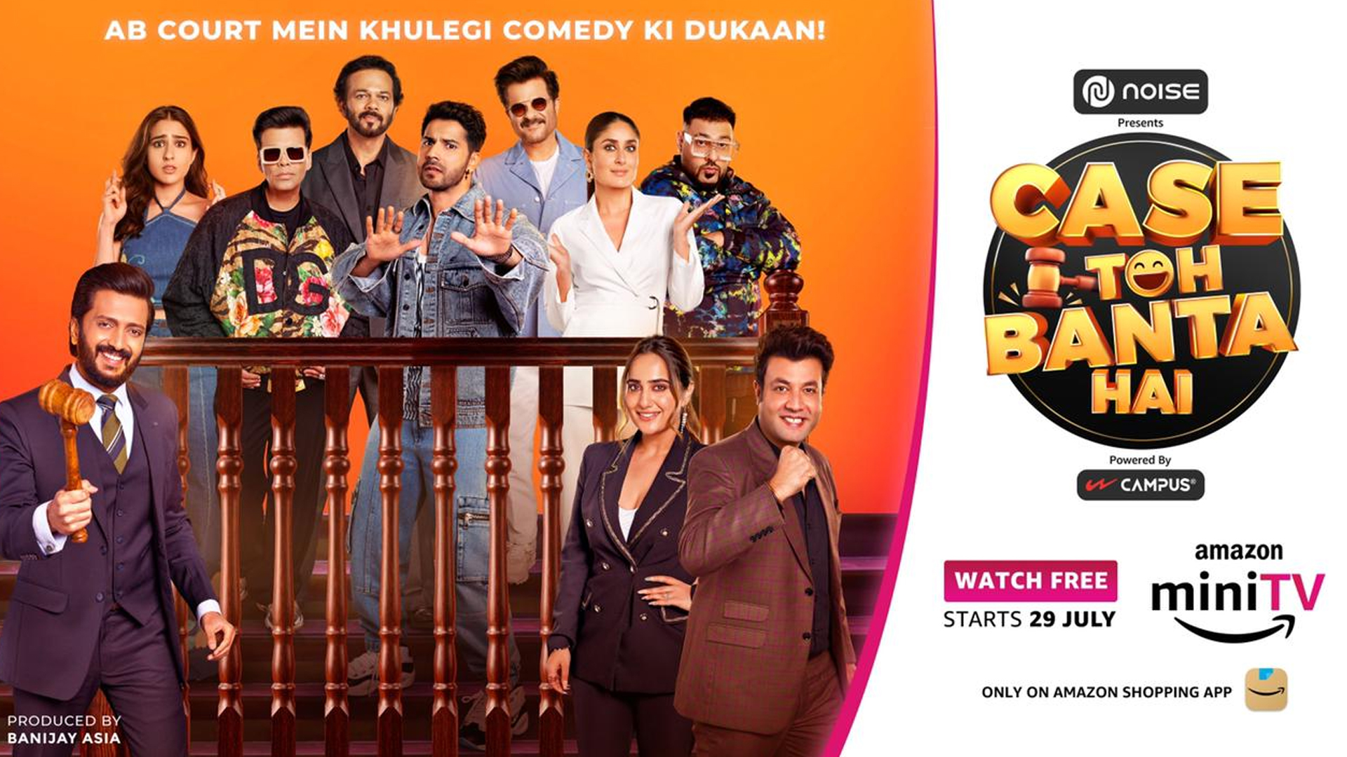 Amazon miniTV launches a rib-tickling and highly anticipated trailer of weekly comedy show – Case Toh Banta Hai; Makes a star-studded reveal of guest celebs