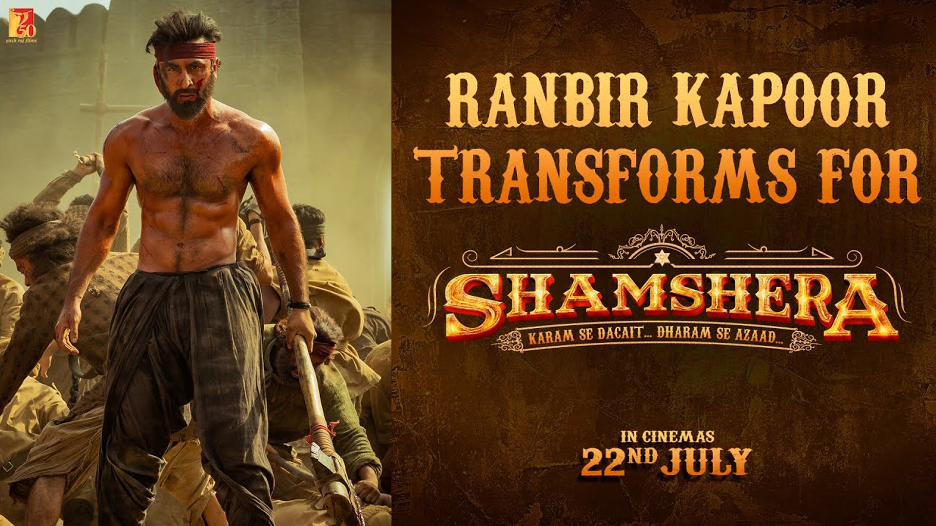 Ranbir Kapoor is playing a larger than life quintessential Hindi film hero with the action entertainer Shamshera and his bulked up physique for the film has broken the internet today!