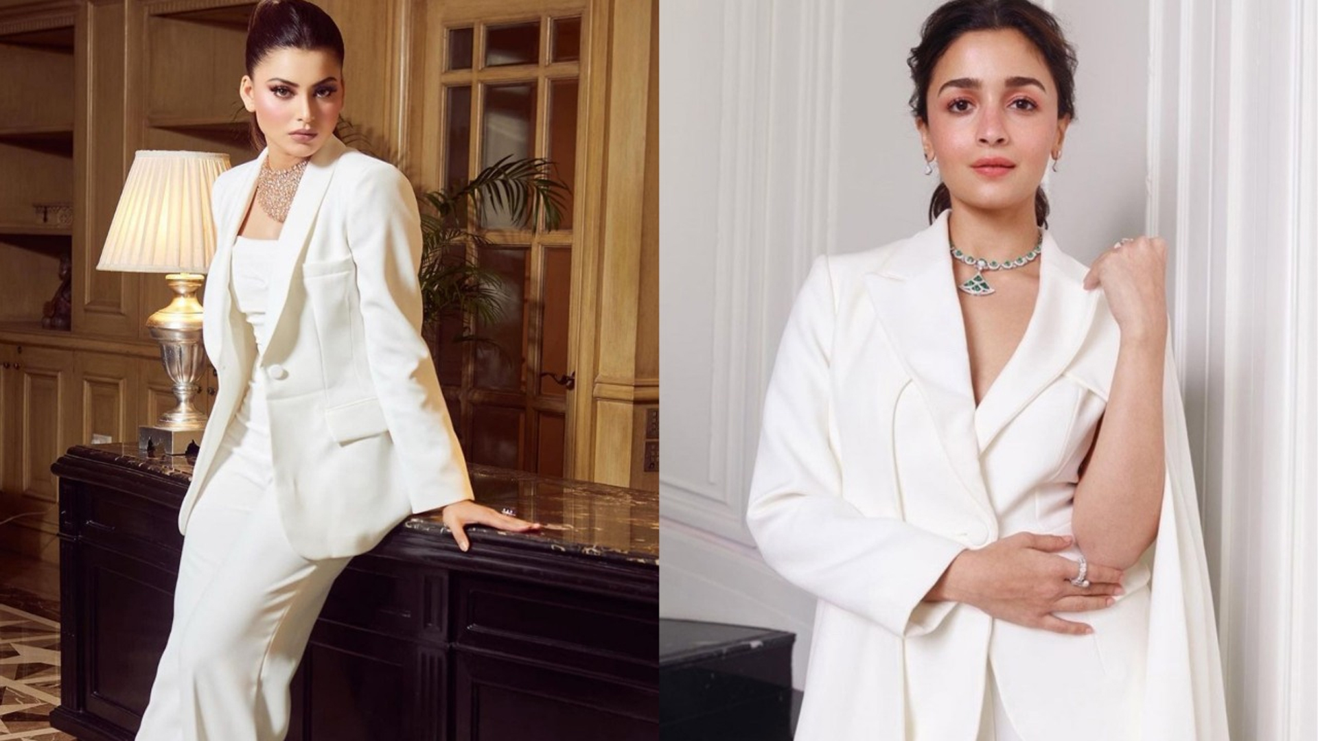 Who Wore it Better, Actresses Urvashi Rautela and Alia Bhatt Slay The White Pantsuit Look As the duo takes the styling a notch higher