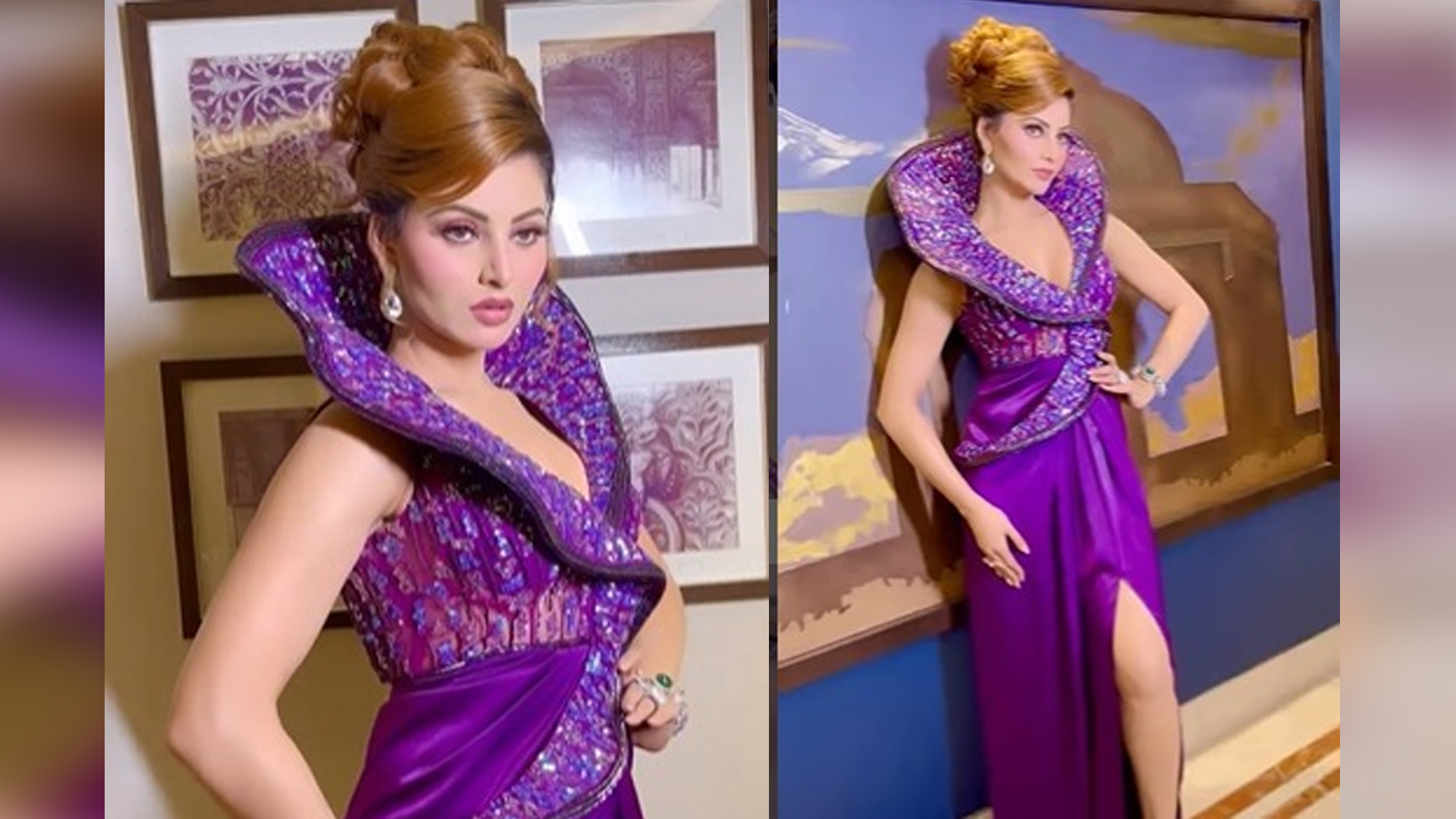 Urvashi Rautela looks stunning in this purple ensembles worth Rs. 10 Lakhs along with Cricketer Irfan Pathan for a launch event, as she captions it by saying,I saved your reputation by not telling my side of the story