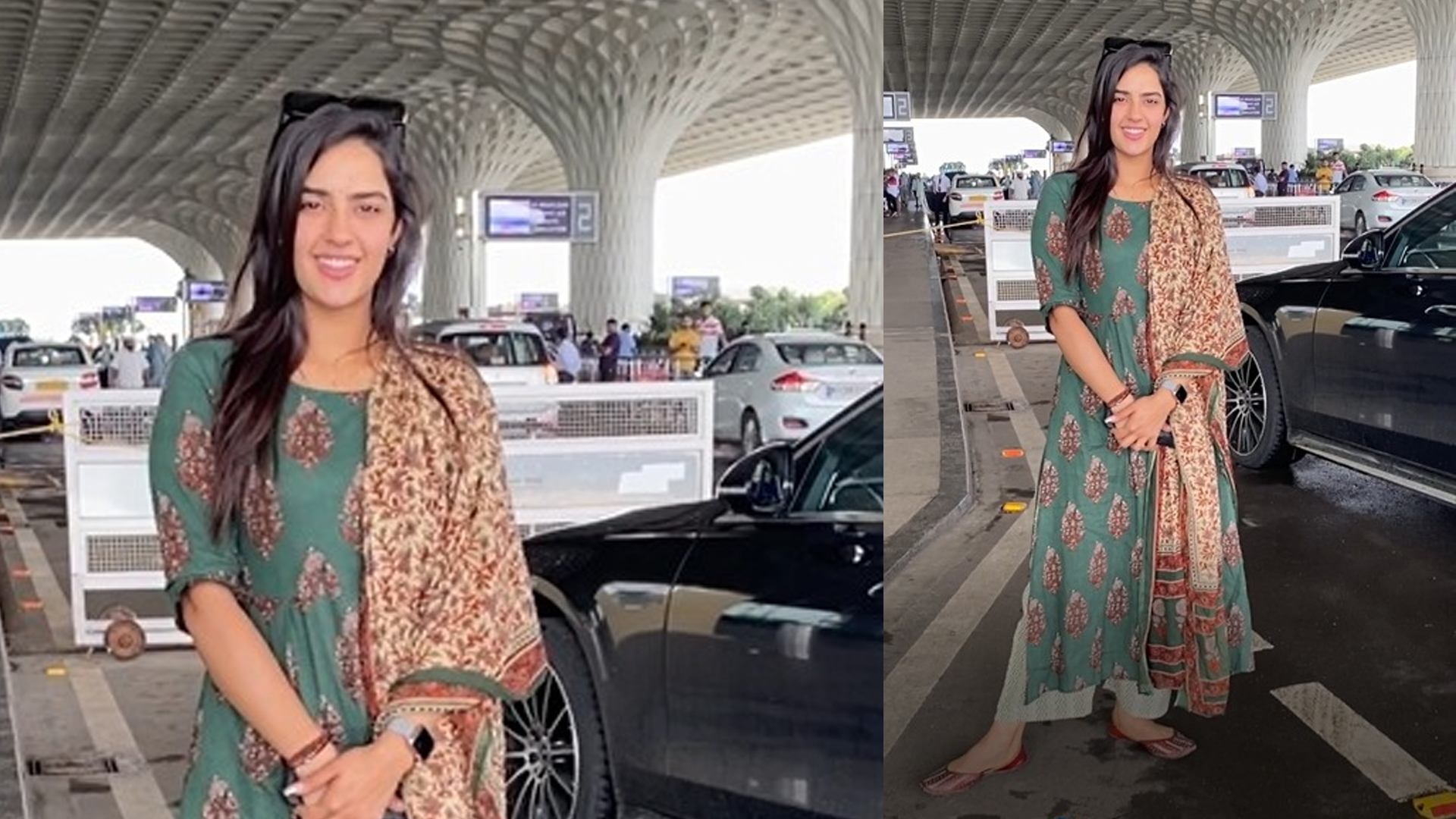 Kavya Thapar looks like a perfect diva in a salwar suit as she gets clicked by the shutterbugs at the Mumbai airport