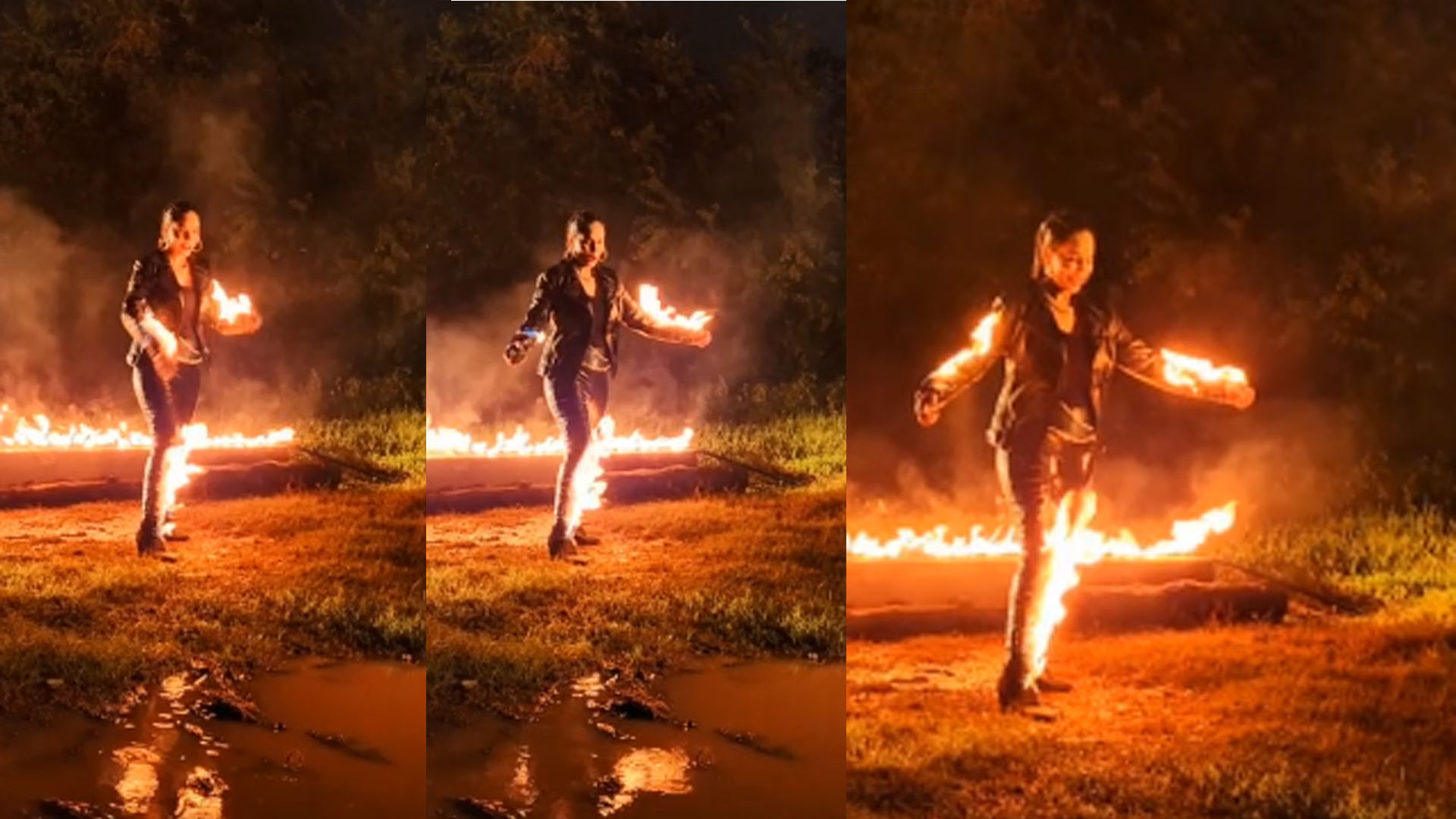 Nikita Rawal Sets herself on Fire at The shoot; See video