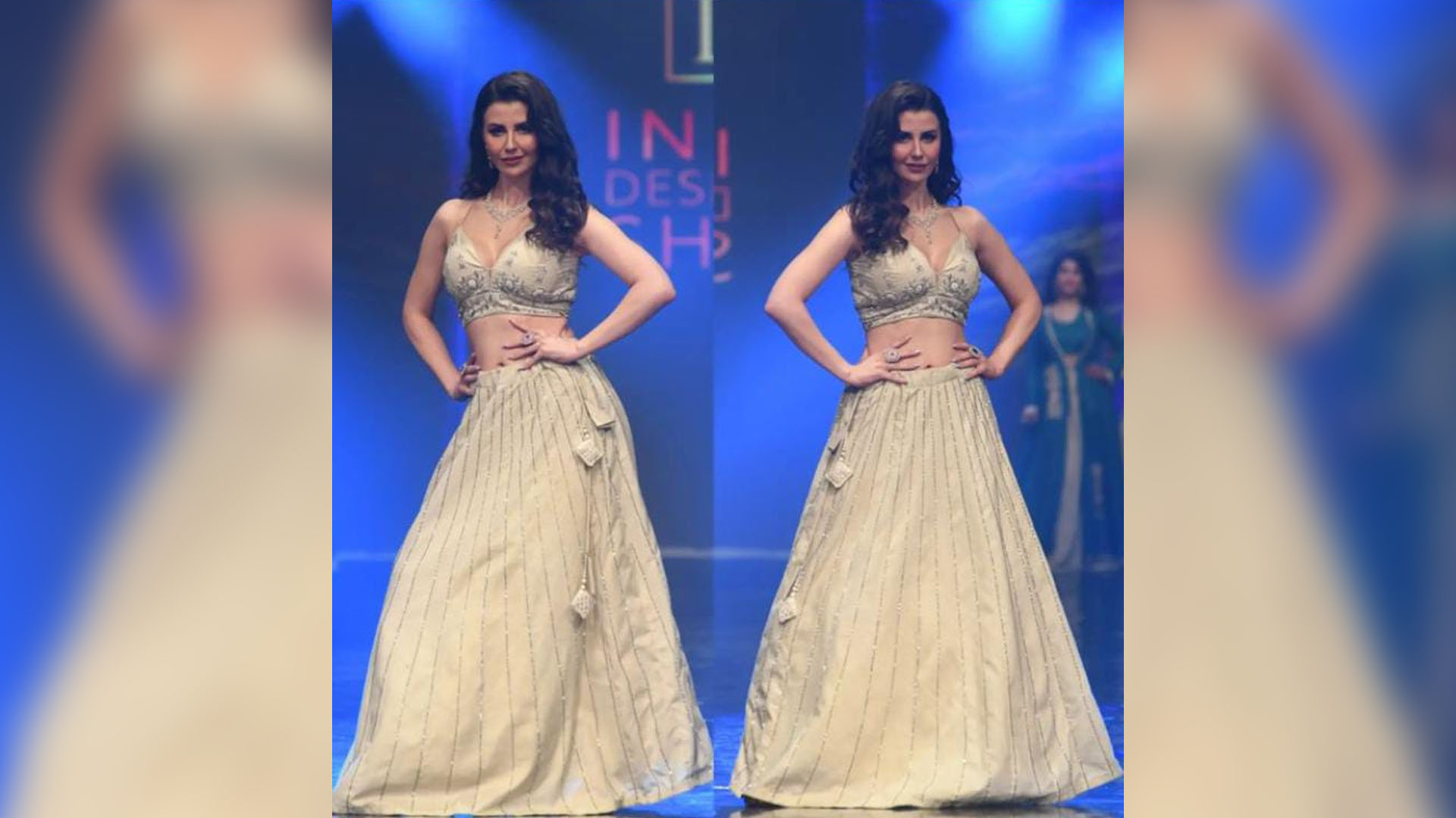 Giorgia Andriani sets the ramp sizzling with her walk at the Indian Designer Show for designer Rosy Ahluwalia