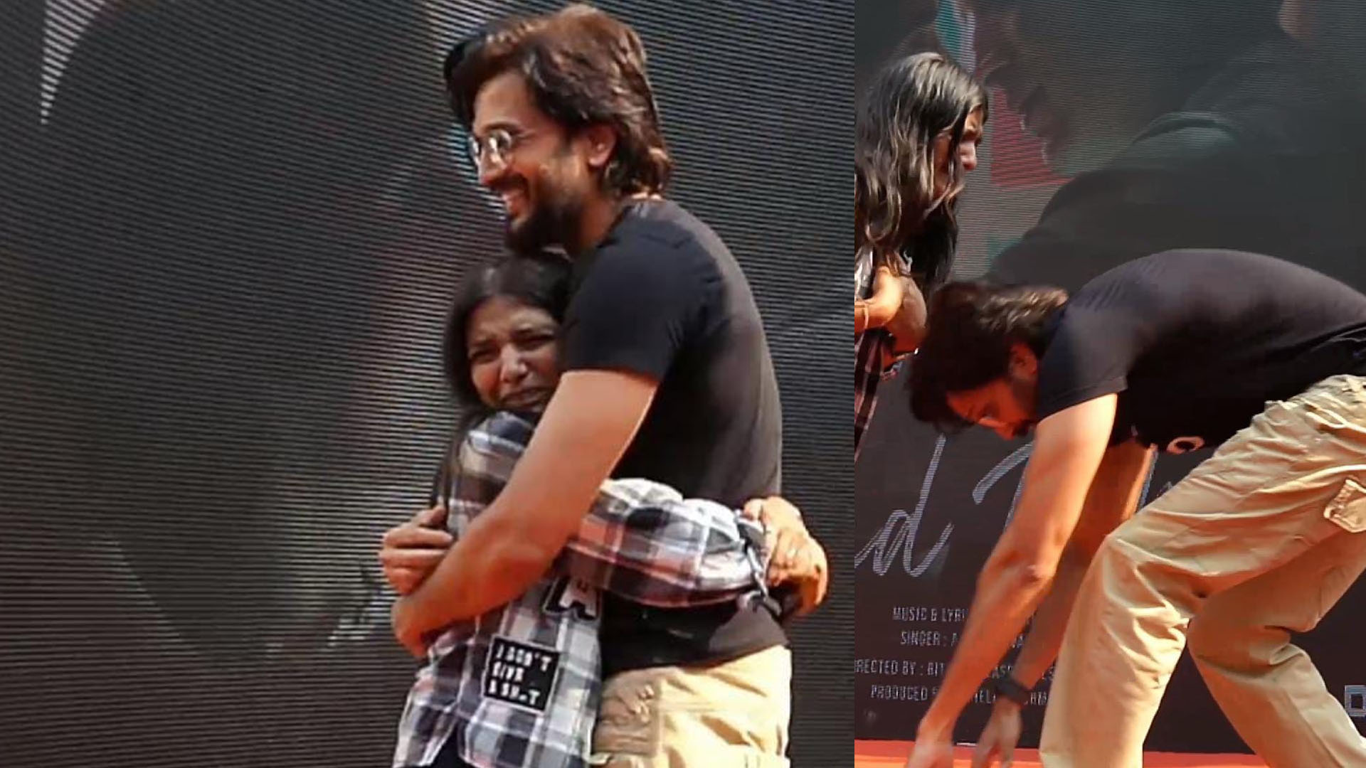 Riteish Deshmukh touches a Fan’s feet while Promoting His Movie Ved on stage