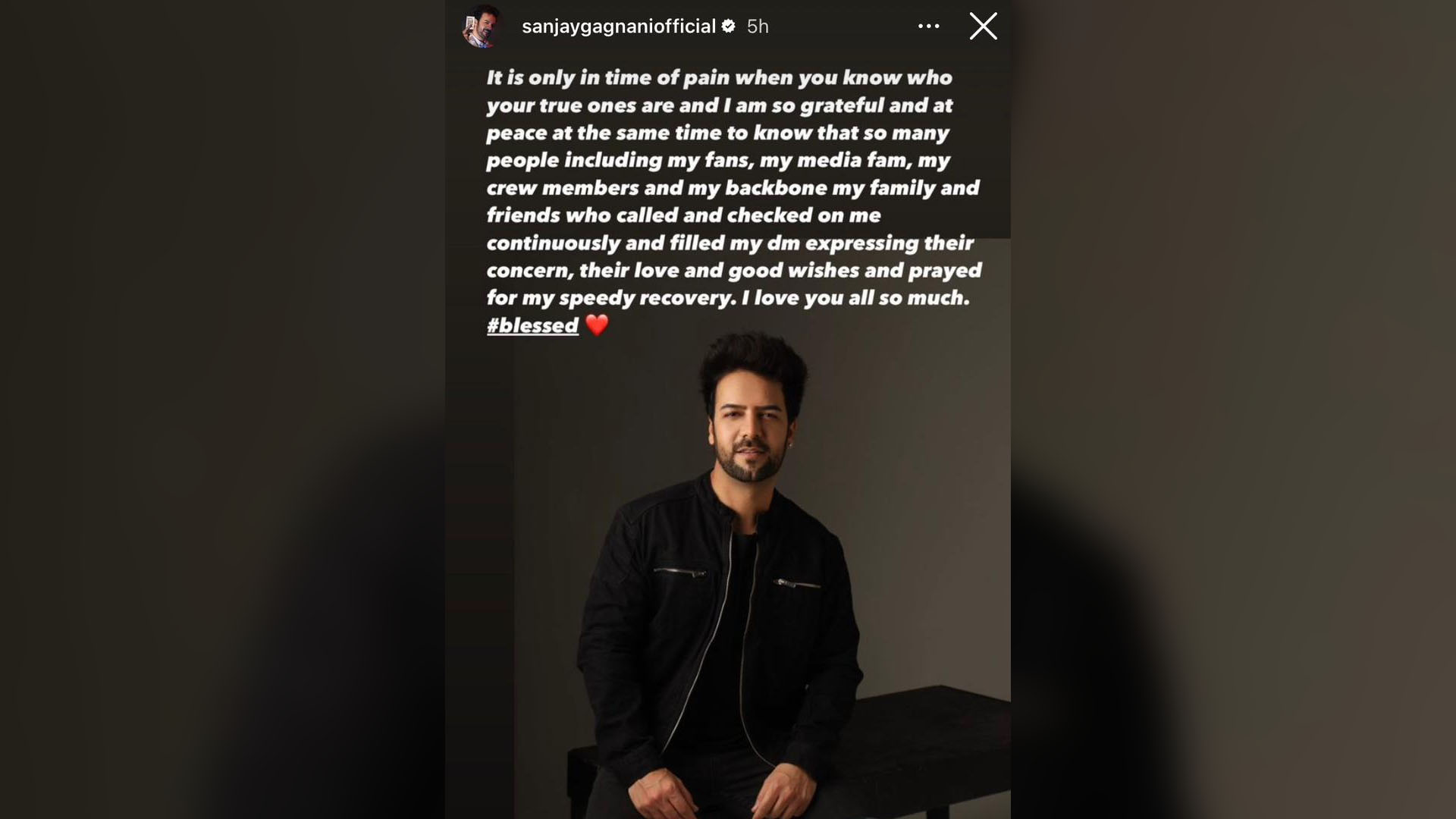 Sanjay Gagnani updates about his health on social media, expresses his gratitude for fans and family