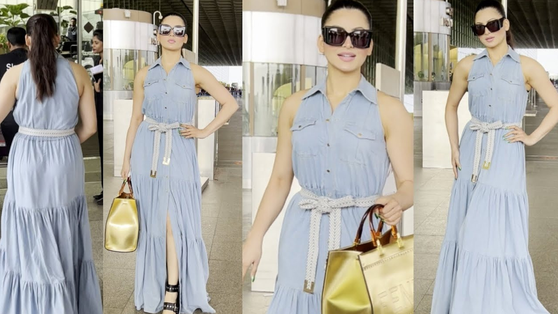 Urvashi Rautela kicks Monday Blues in Elizabeth Franchi blue denim dress along with Fendi Bag worth Rs 3.5 Lakh at Mumbai Airport-Read Now