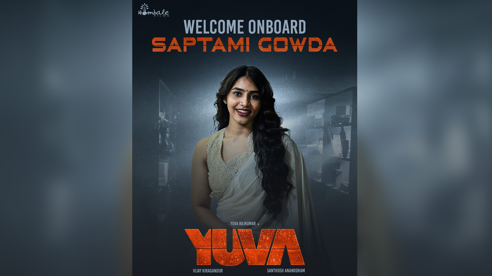 After a phenomenal collaboration in Kantara, Hombale films join hands with the graceful Saptami Gowda for the cast of its upcoming project ‘YUVA’