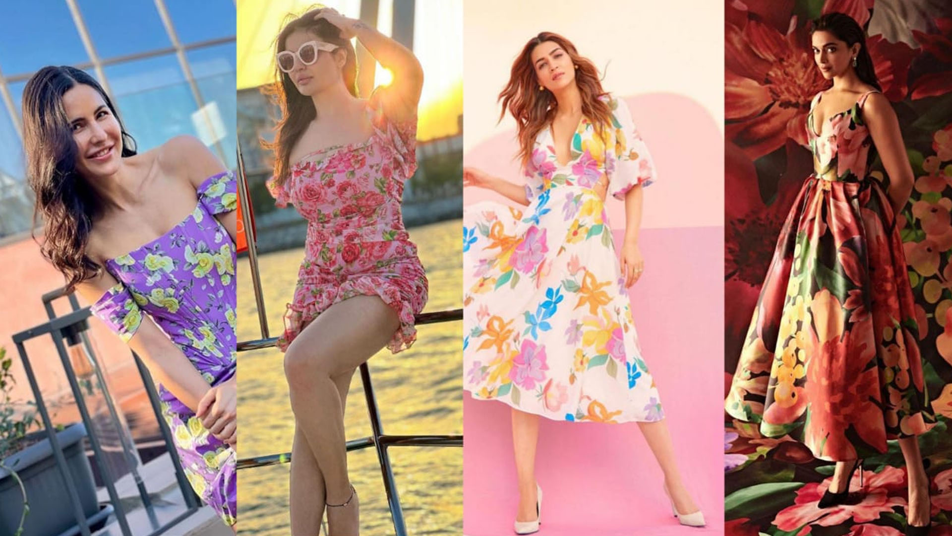 Four Bollywood Actresses in Beautiful Floral Dress