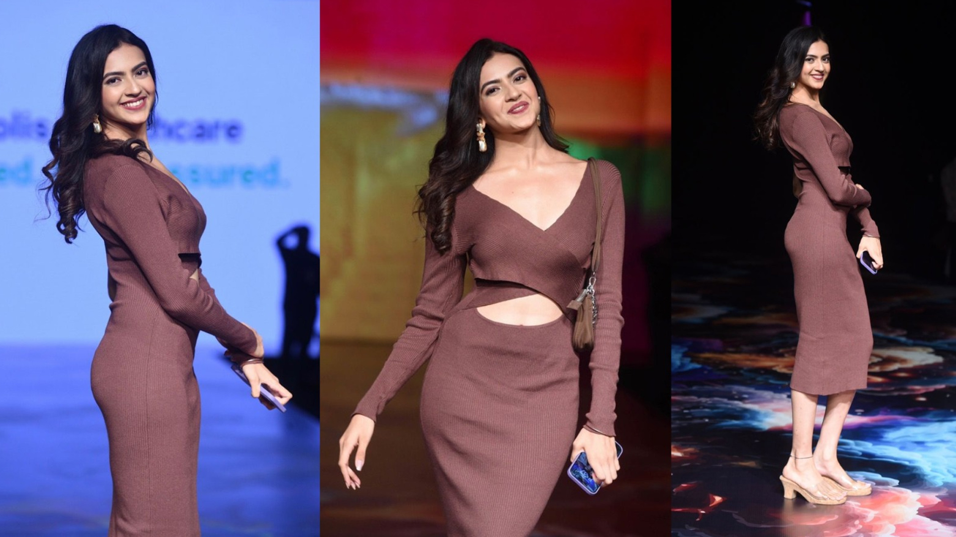 Kashika Kapoor’s Brown Dress with a Plunging Neckline Steal the Show at the Bombay Times Fashion Week-Check out the photos now!