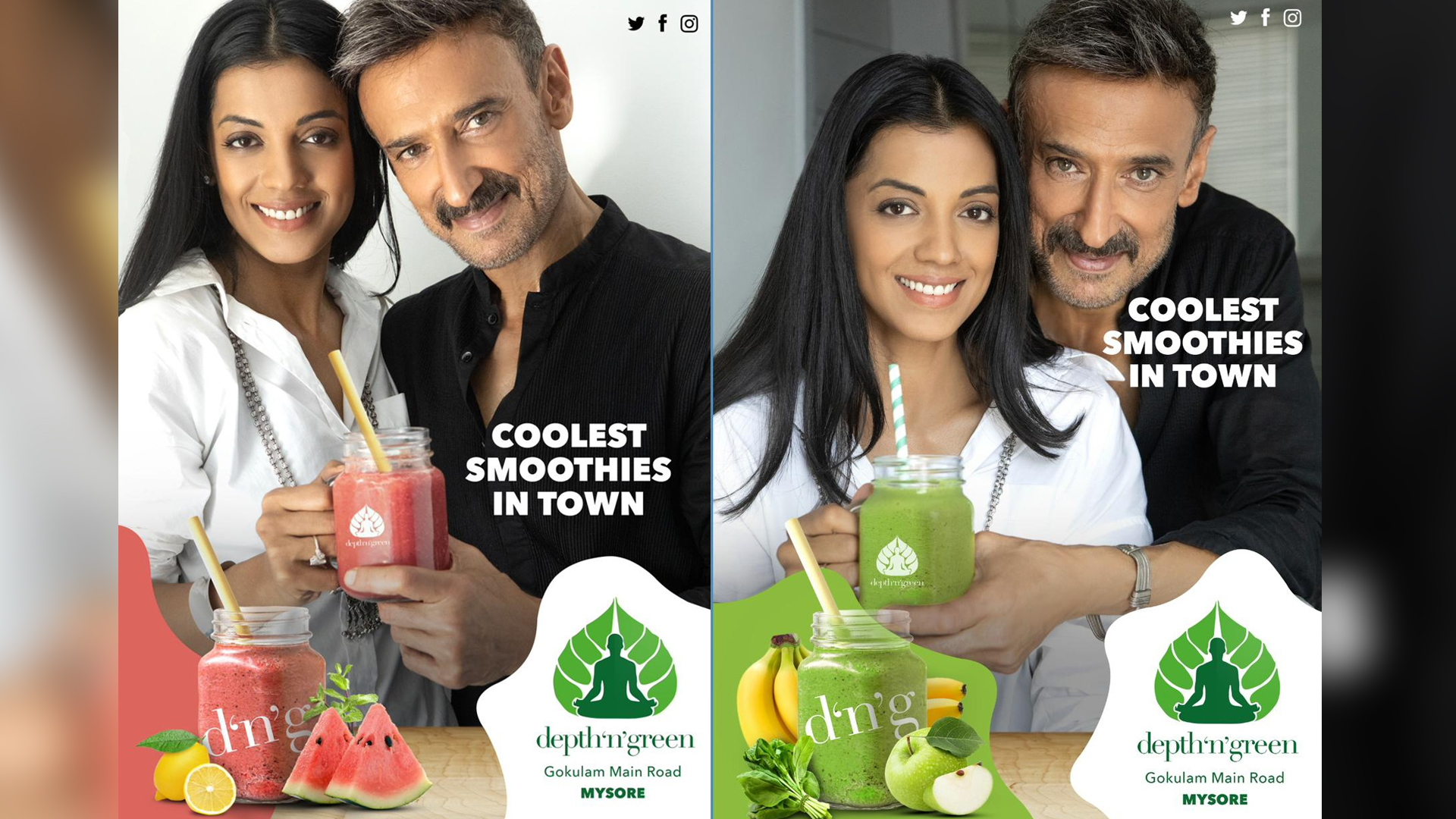 Rahul Dev and Mugdha Godse turn brand ambassadors for green smoothie cafe chain Depth n Green owing to their healthy lifestyle and fitness choices