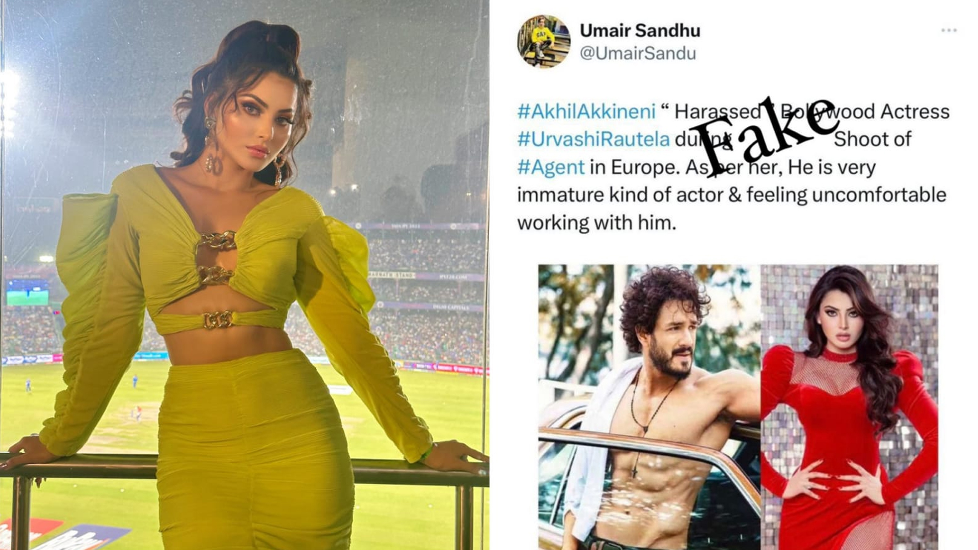 Urvashi Rautela who is going to be seen with Akhil Akkineni in ‘Agent’ files a DEFAMATION CASE against film critic Umair Sandhu over baseless allegations