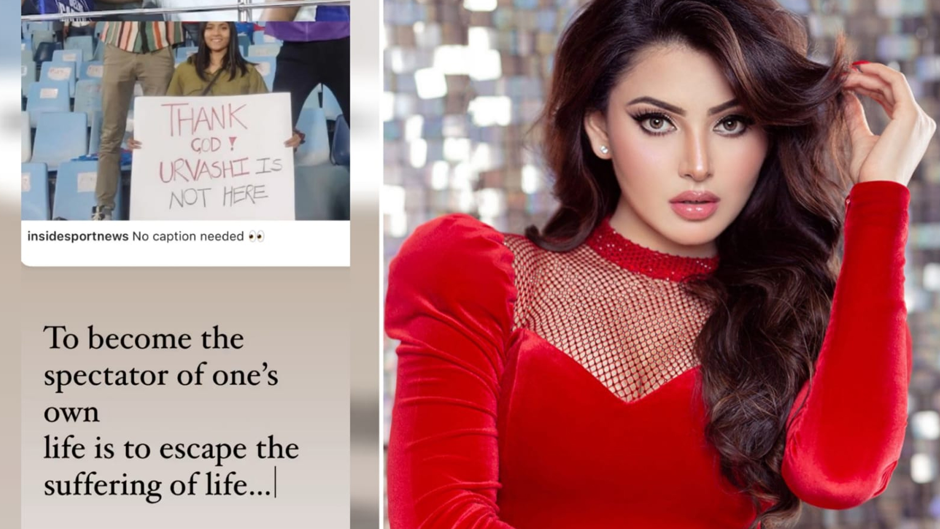 Urvashi Rautela reacts to ‘Thank God Urvashi is not here’ placard after Rishabh Pant’s recent appearance at a match