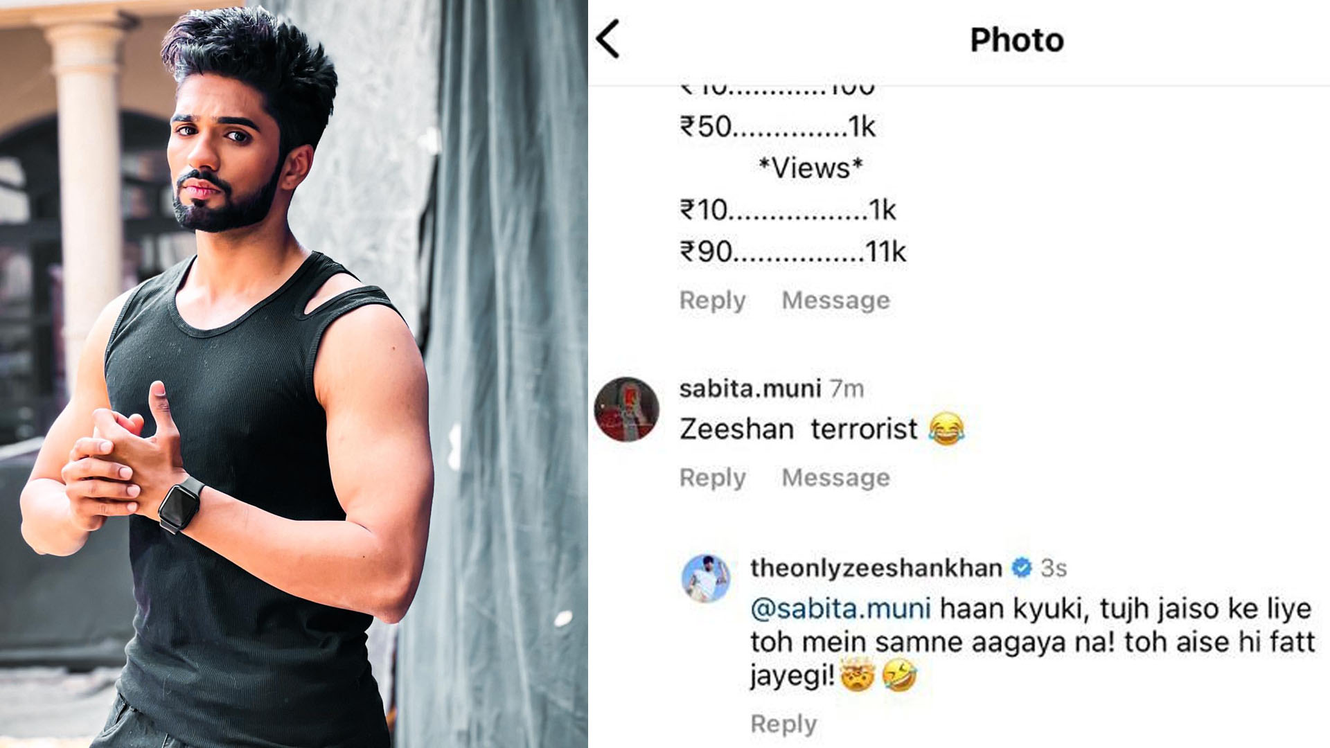 Zeeshan Khan gives a befitting reply to a troll calling him a Terrorist. Check it out!