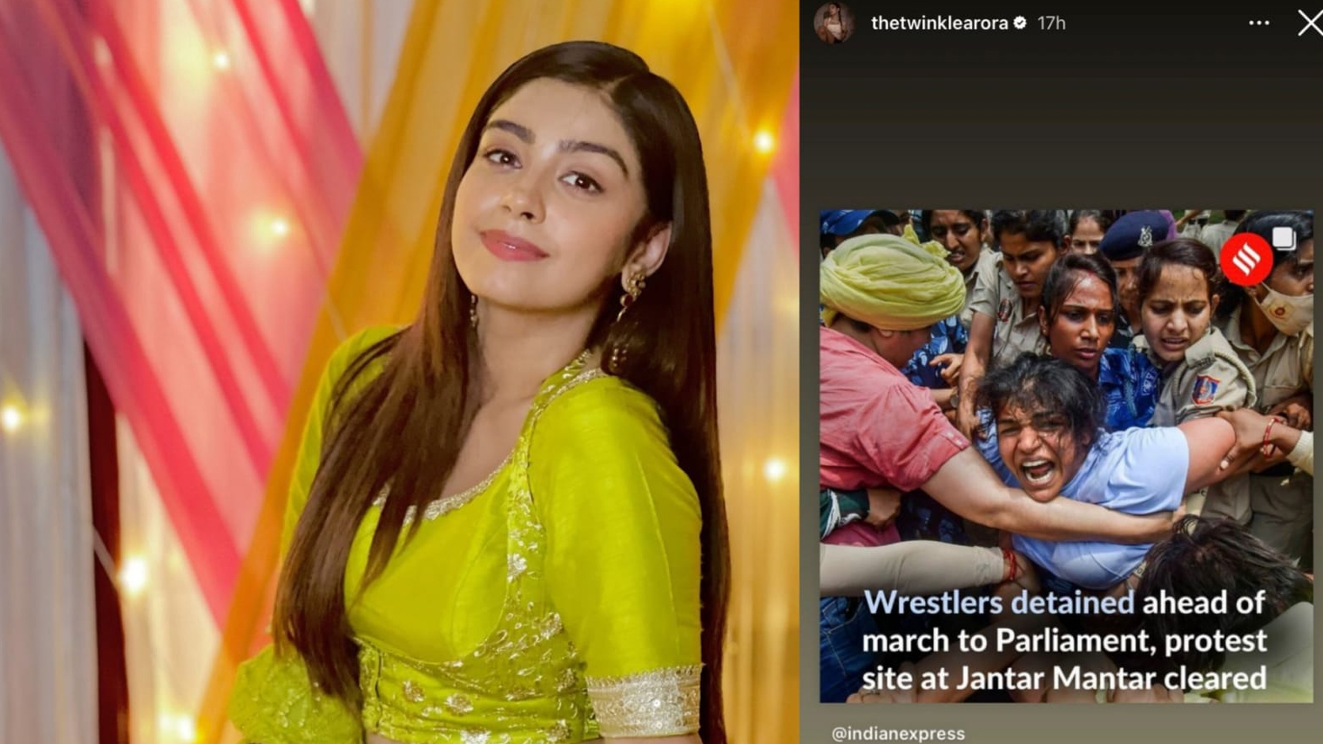 Udaariyaan star Twinkle Arora comes out in support of the Indian wrestlers post them being dragged by Delhi Police from the protest site