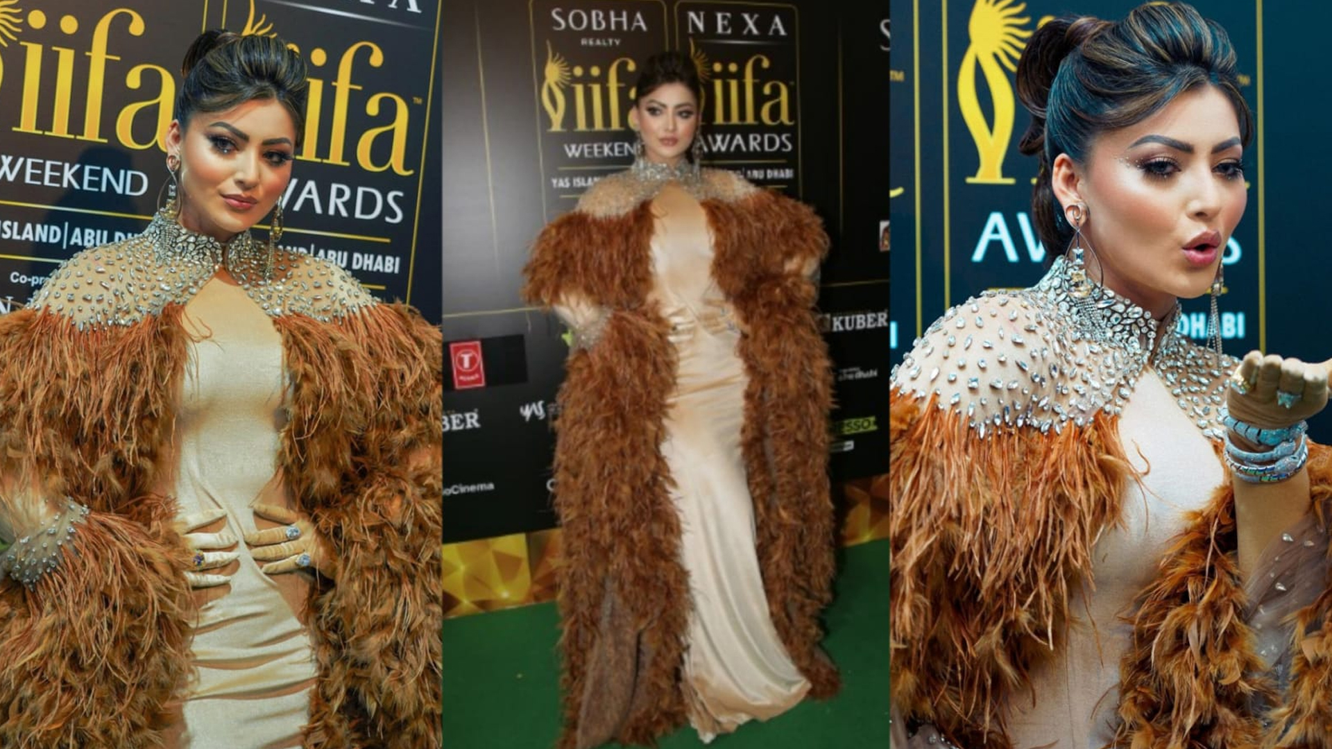 IIFA 2023 Day 2 – Urvashi Rautela Carries Brown Feathers Look From Cannes To IIFA, Steals The Show In Atelier Zuhra Couture