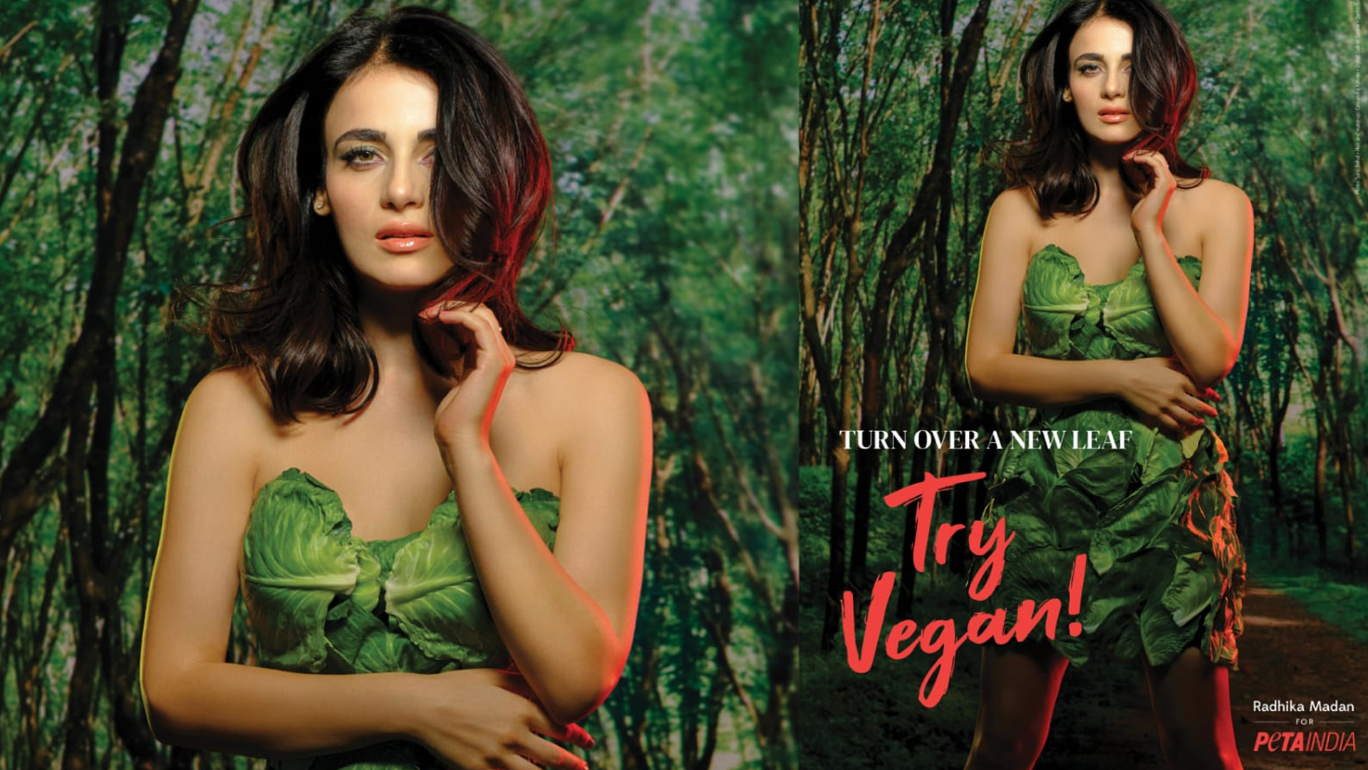 Radhika Madan Turns Into Green Goddess for PETA India World Environment Day Vegan Campaign