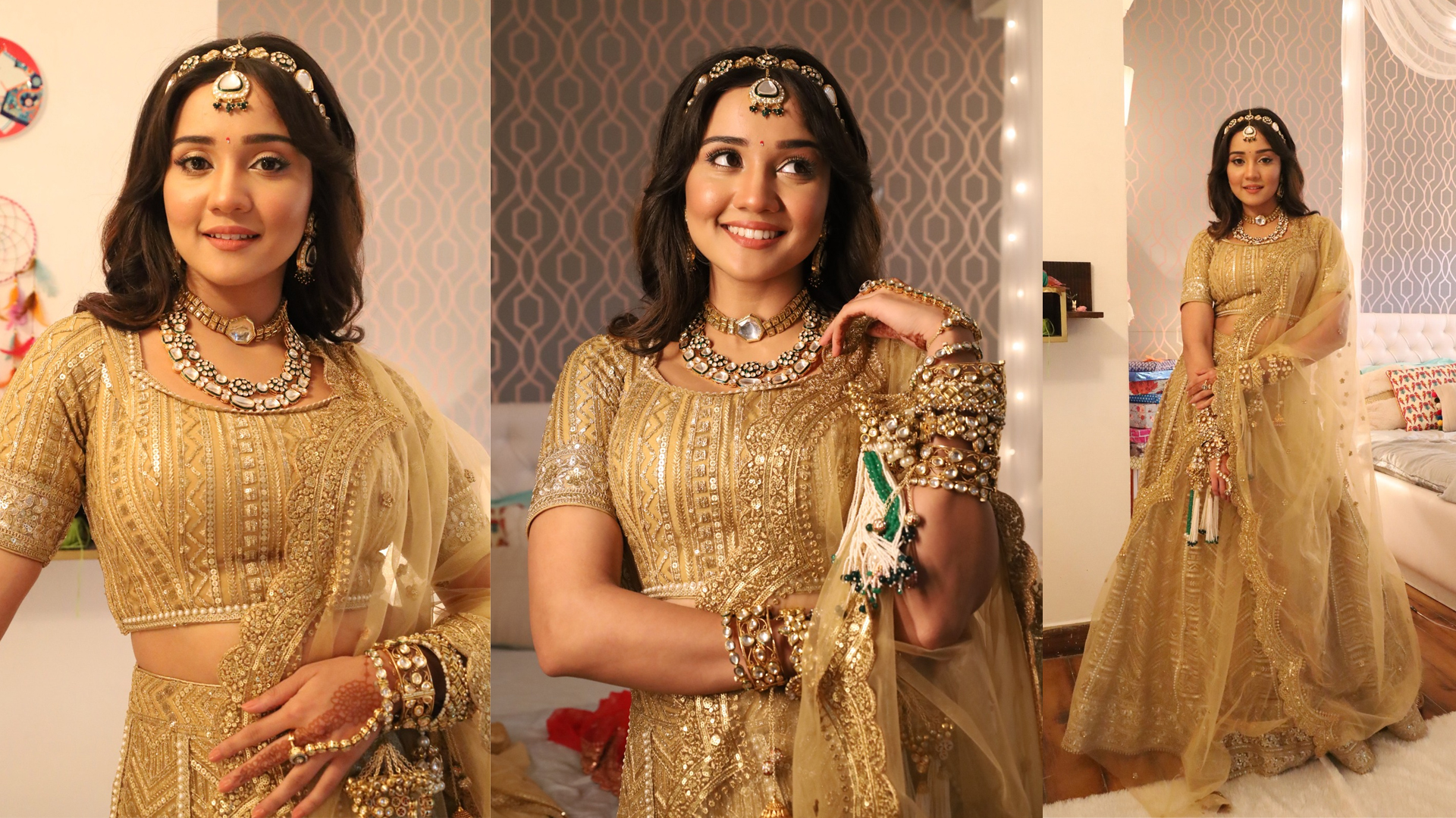 Ashi Singh goes glam with GOLD for Meet’s upcoming wedding scene