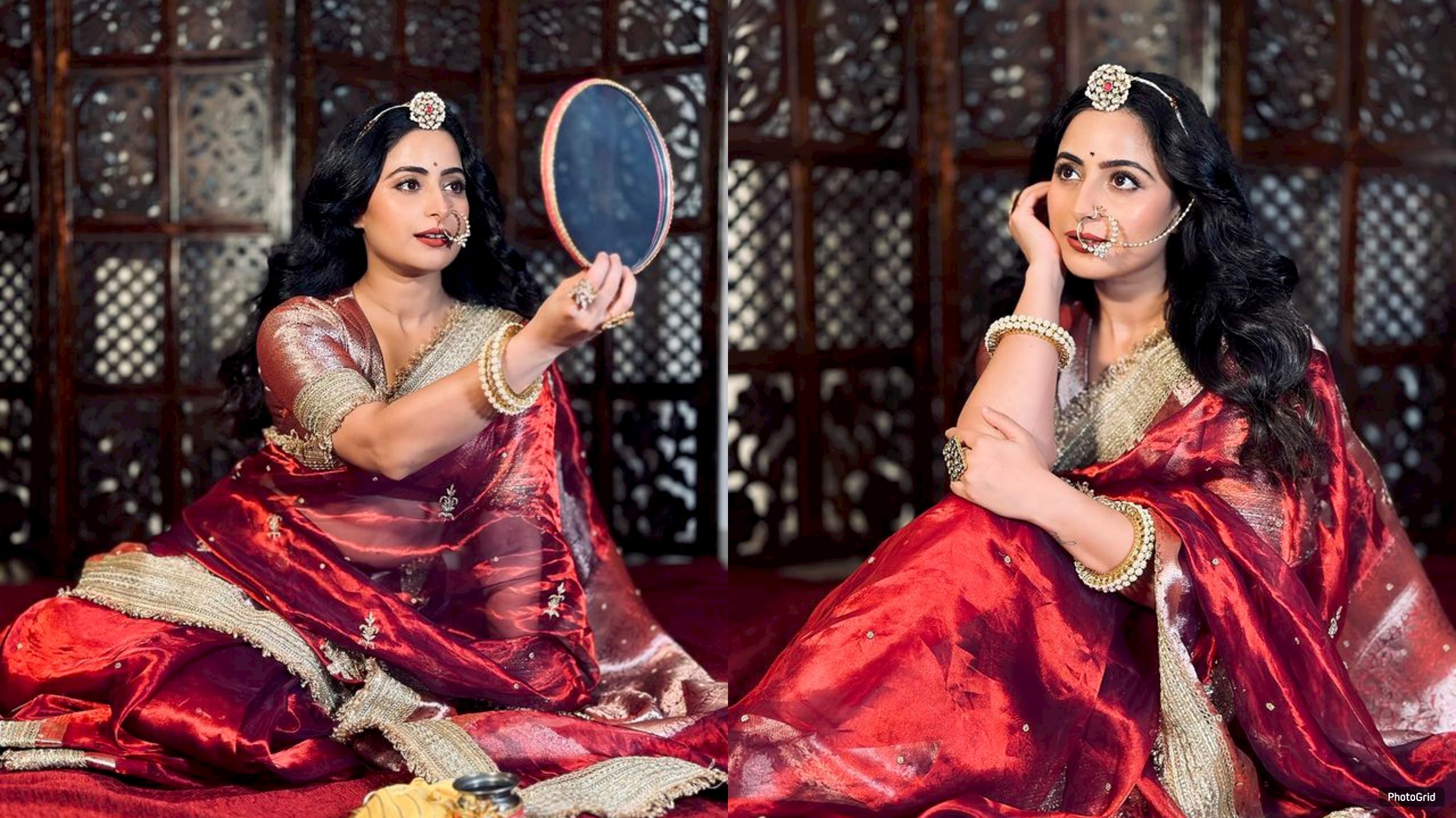 Aishwarya Sharma dazzles in red saree for Karwa Chauth as she celebrates love with Neil Bhatt