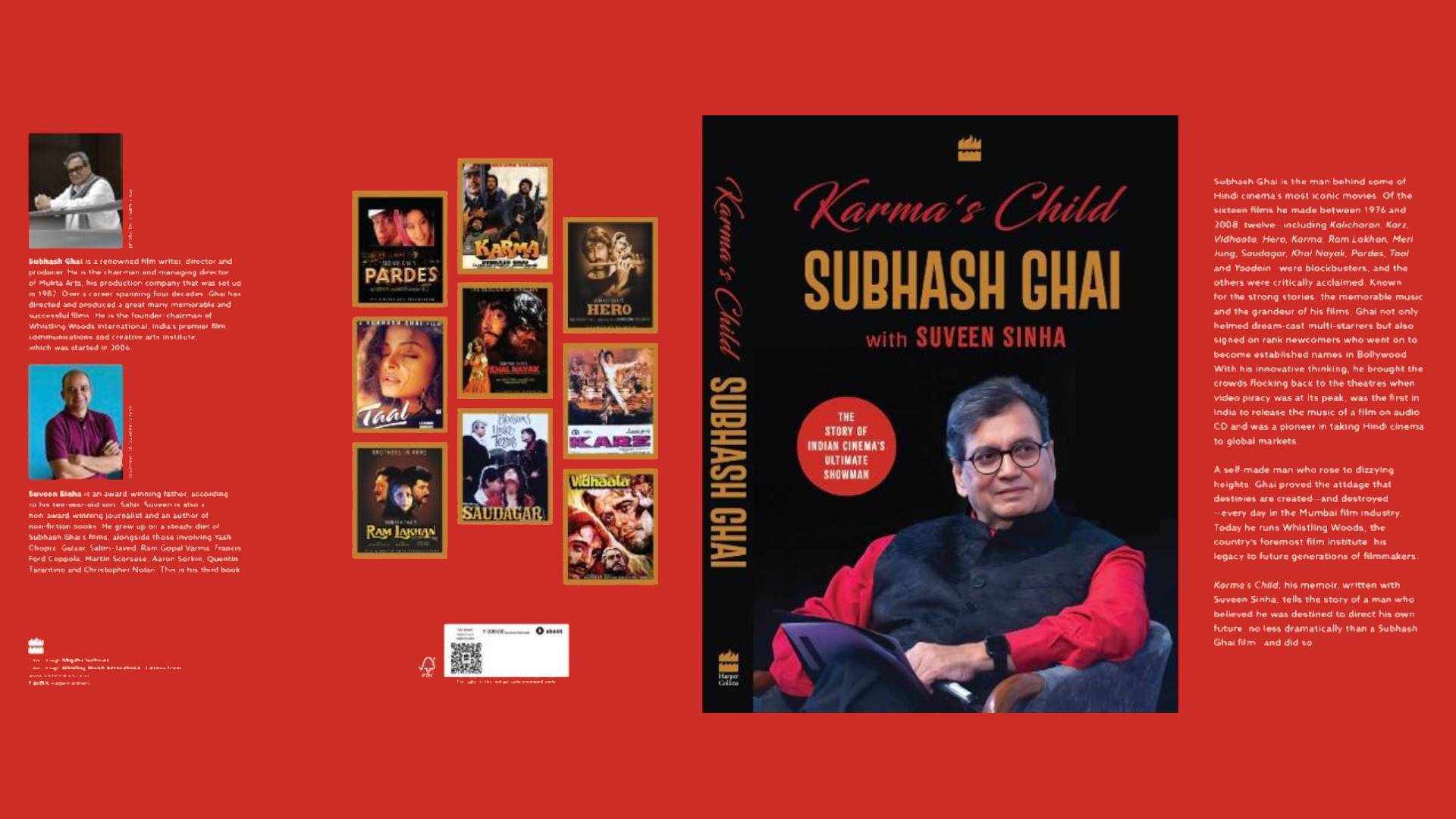 Subhash Ghai’s memoir on cinema ‘Karma’s Child’ to be launched by Gulzar Sahab followed by a session with Imtiaz Ali today that is on 15th November at Literature Live Film Festival of Mumbai