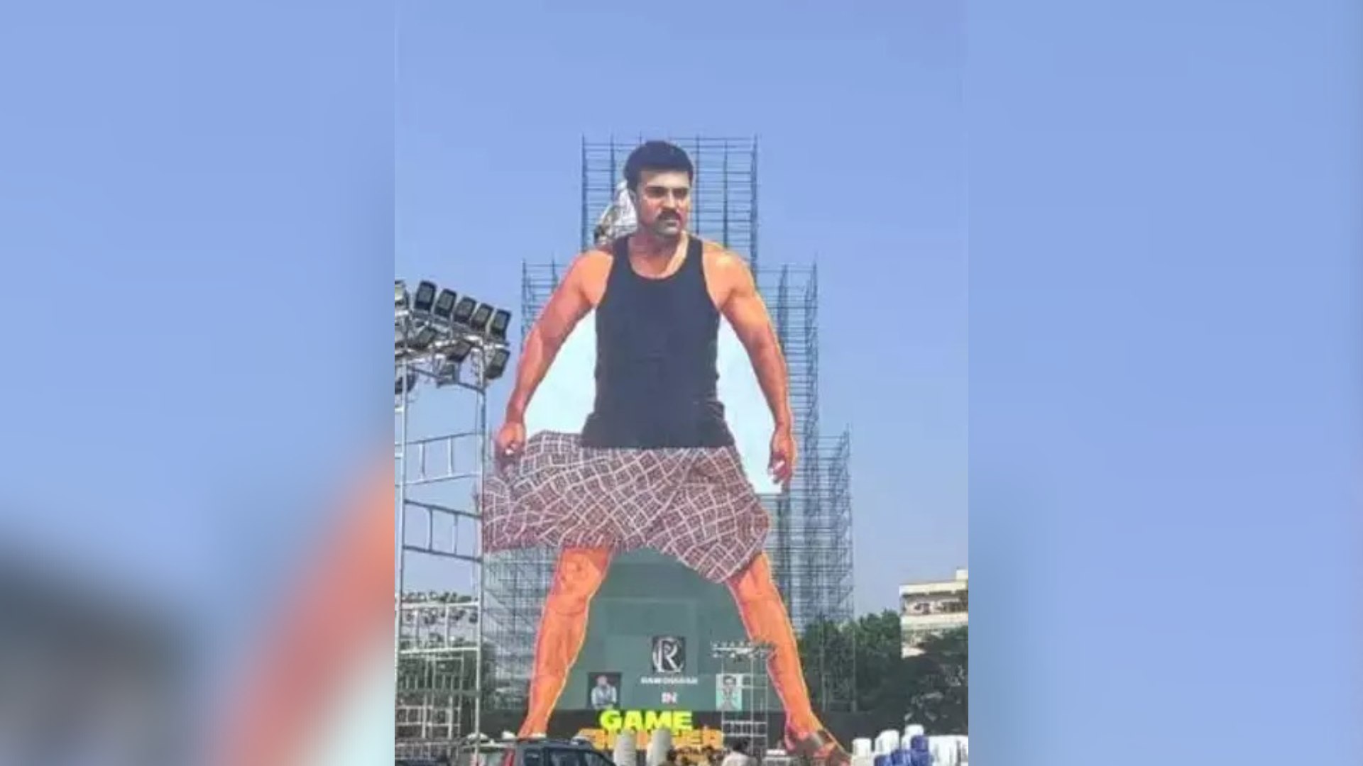 Ram Charan’s Stardom Reaches New Heights as Fans Unveil 256-Foot Cutout Ahead of Game Changer