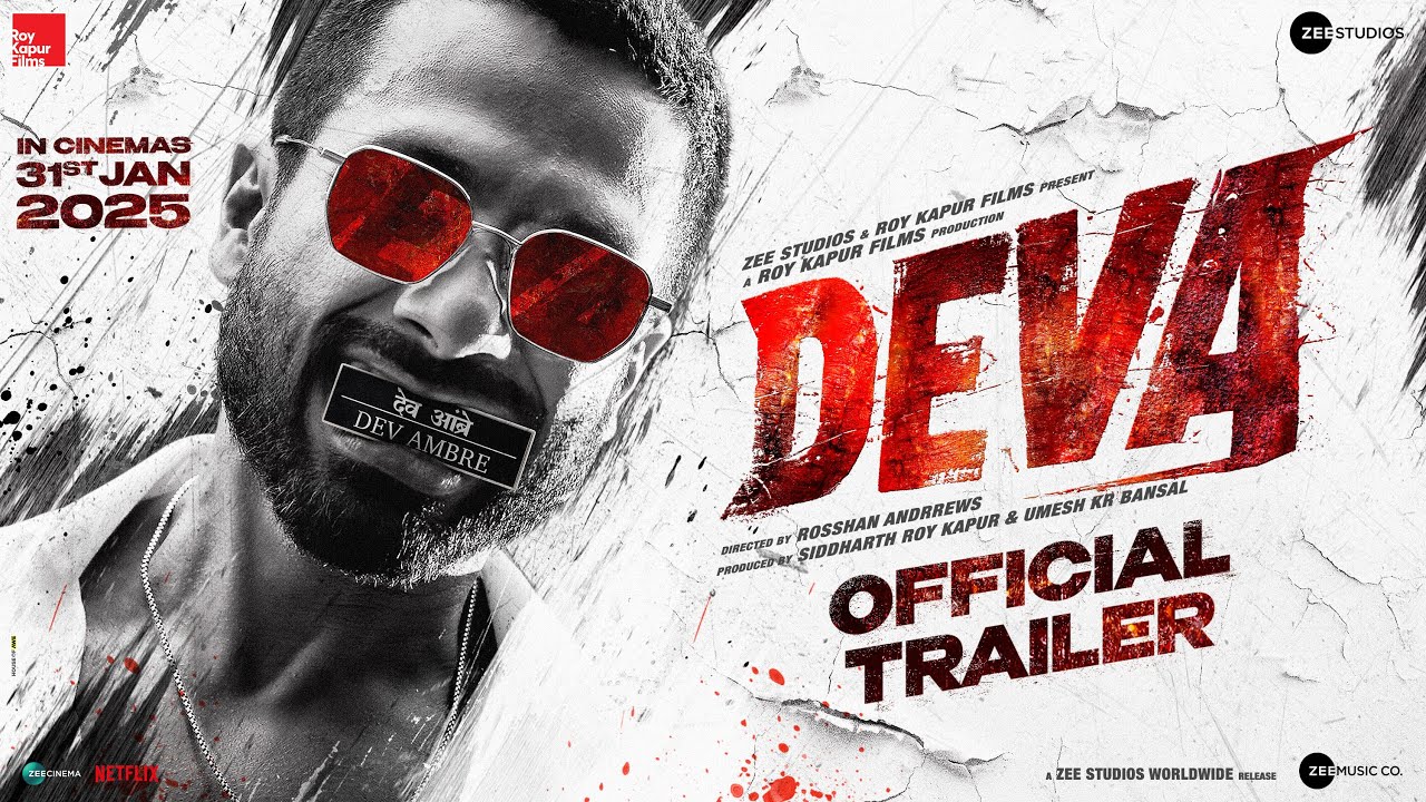 Shahid Kapoor and Pooja Hegde’s Deva Trailer OUT NOW – A Thrilling Ride of Action and Drama by Zee Studios & Roy Kapur Films!